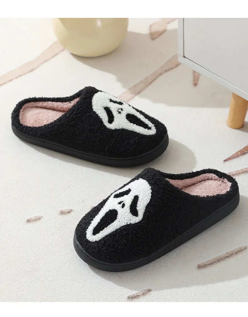 Men's Classy New Halloween Skull Cartoon Warm Winter Cotton Slippers for Men and Women Couples Home Indoor Cotton Slippers for Men