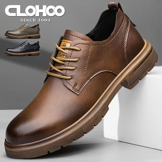 52/2000  CLOHOO handmade men's shoes business casual leather shoes breathable soft sole comfortable classic lace-up men's shoes