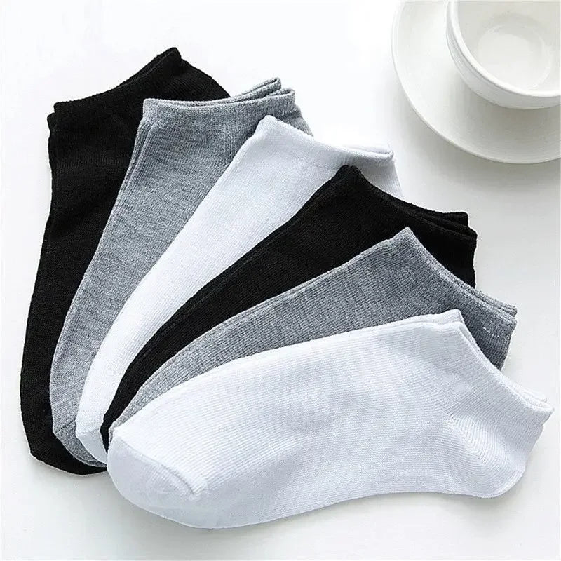 2/10pairs Men's Low Cut Socks Breathable Black White Business Boat Sox Sports Non-slip Ankle Boat Male Invisible Short Socks