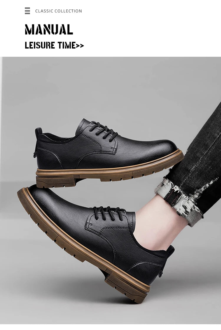 52/2000  CLOHOO handmade men's shoes business casual leather shoes breathable soft sole comfortable classic lace-up men's shoes