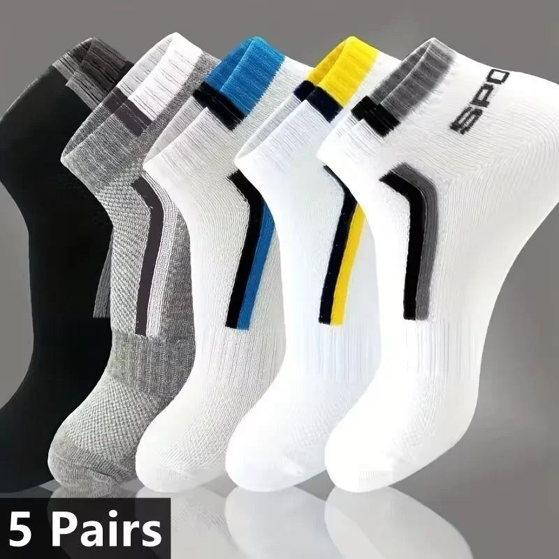 5 pairs of breathable cotton sports socks men's bamboo fiber spring, summer and autumn men's socks sweat deodorant business sock