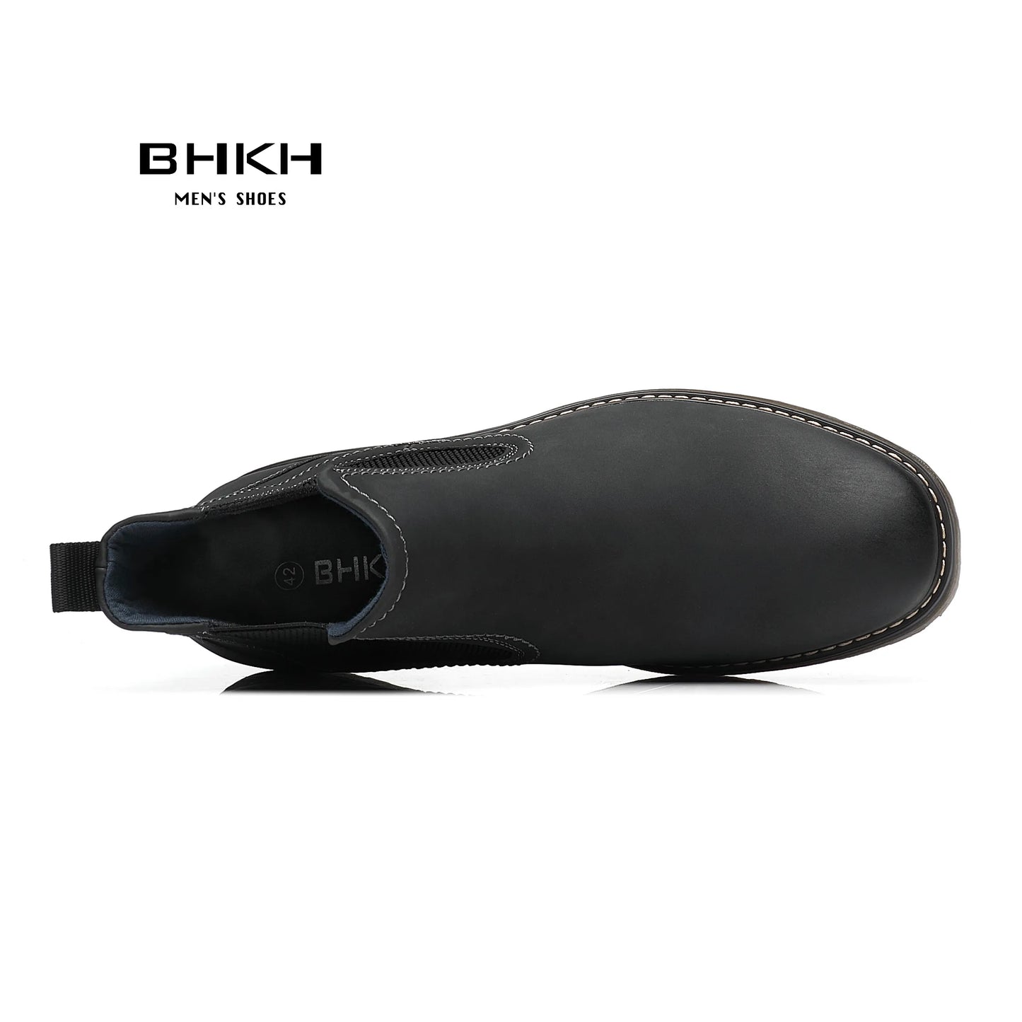 BHKH 2025 Men Chelsea Boots New Winter Men Boots  Soft Leather Elastic Strap Ankle Boots Smart Formal Business Casual Man Shoes