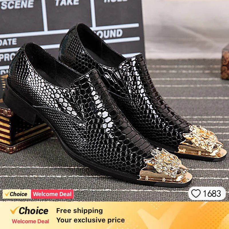Summer business suit men's shoes black glossy leather shoes leading pointed party trend wedding shoes.