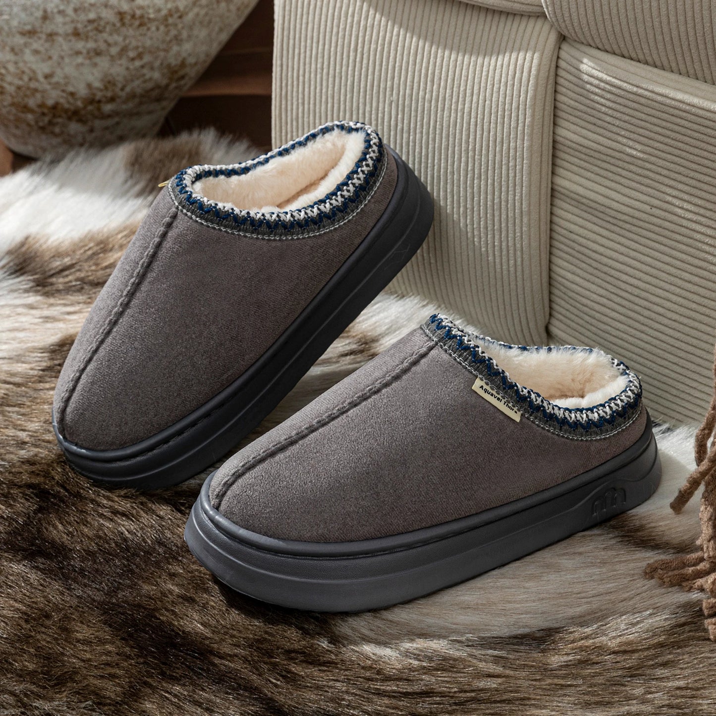 Warm Simple Casual Couples Men's Slippers Winter Boots Comfy Fashion Bedroom Soft Sole Women's Home Plush Shoes Indoor Non-slip