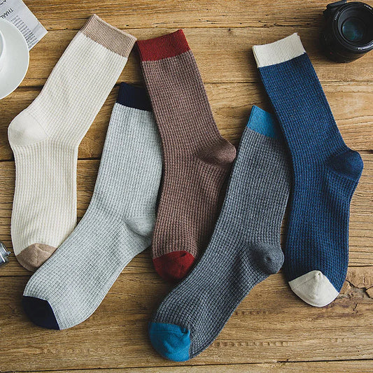 High-quality Harajuku Socks Men's mid-calf socks double-needle business and casual sock Long and warm autumn and winter socks