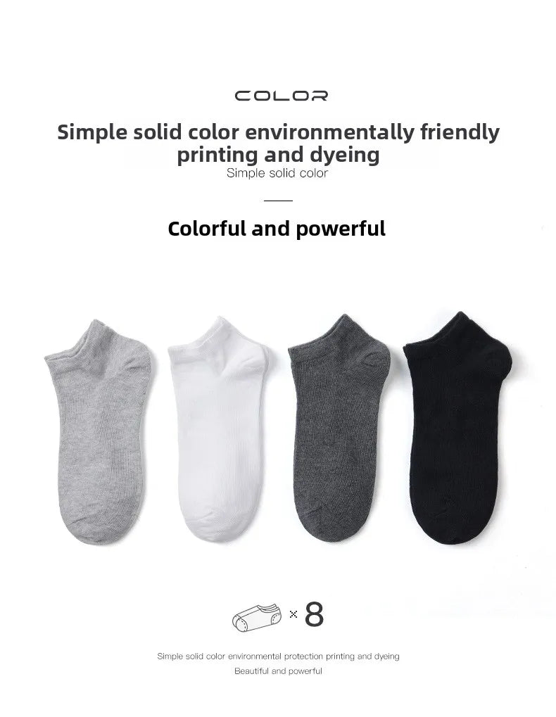 Brand 100% Cotton Men Socks Summer Thin Breathable Socks High Quality No Show Boat Socks Black Short For Students Size 39-44