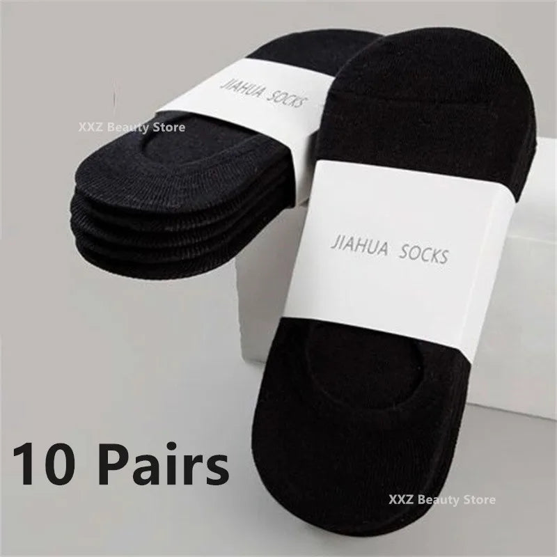 1/5/10/20 Pairs Summer Autumn Boat Socks For Men Women Non-slip Silicone Invisible Cotton Socks Male Ankle Sock Slippers