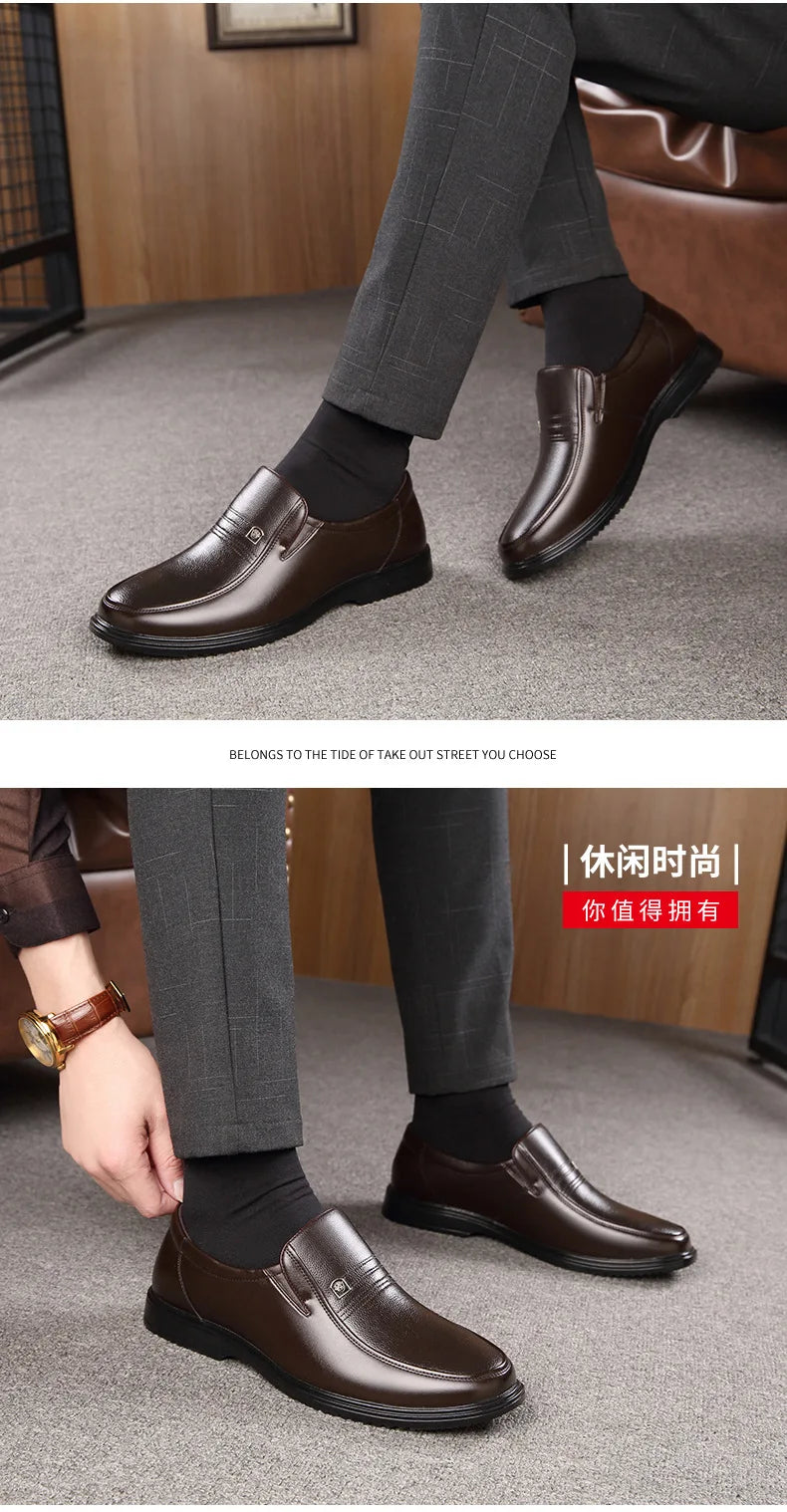 Genuine Leather Handmade Shoes Men Loafers Slip On Business Casual Shoes Classic Soft Leather Hombre Breathable Men Shoes Flat
