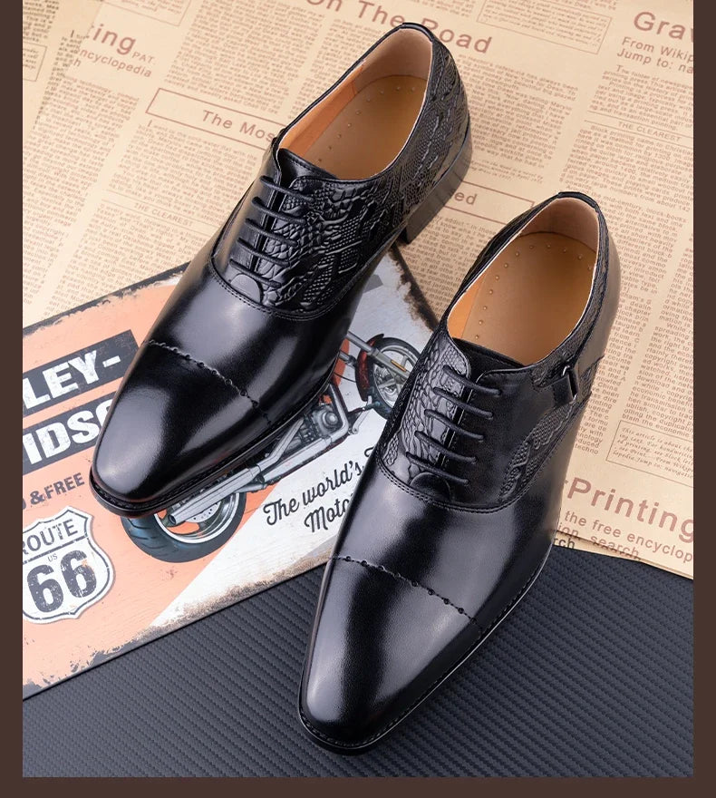 Men's Genuine Leather Oxford Shoes High Quality Italian Design for Business Lace Up Formal Office Casual Dress Weddings Pointed