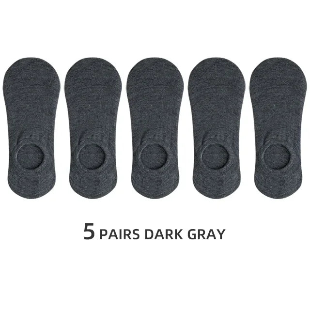 5/10 Pairs Men's Invisible Socks Slippers Cotton Silicone Non-slip Summer No-show Ankle Socks Casual Breathable Thin Boat Sock