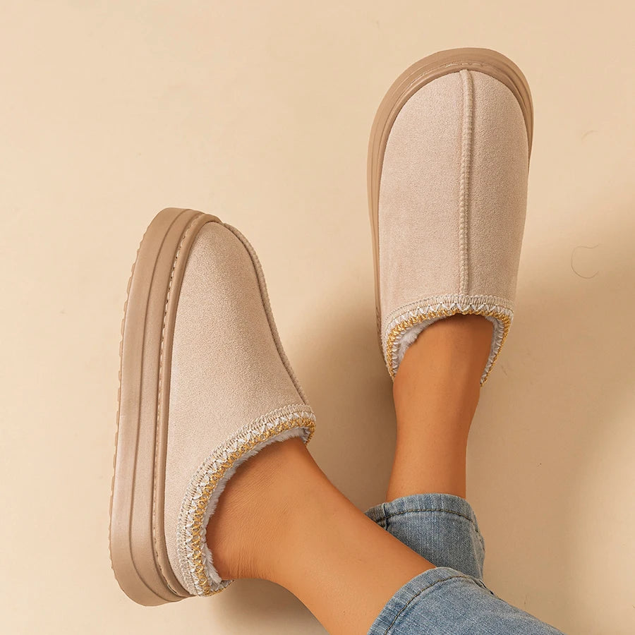 Warm Simple Casual Couples Men's Slippers Winter Boots Comfy Fashion Bedroom Soft Sole Women's Home Plush Shoes Indoor Non-slip