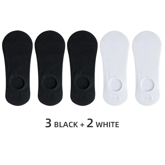 5/10 Pairs Men's Invisible Socks Slippers Cotton Silicone Non-slip Summer No-show Ankle Socks Casual Breathable Thin Boat Sock