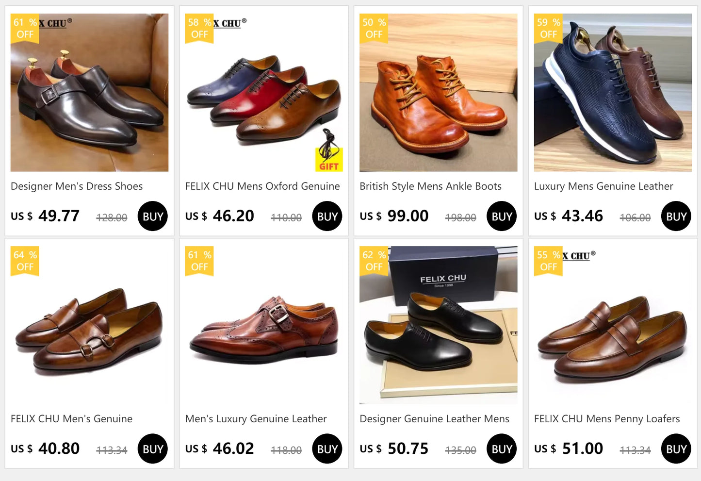 FELIX CHU Men's Genuine Leather Loafers Handmade Monk Strap Casual Dress Shoes for Wedding Party Summer Autumn Footwear