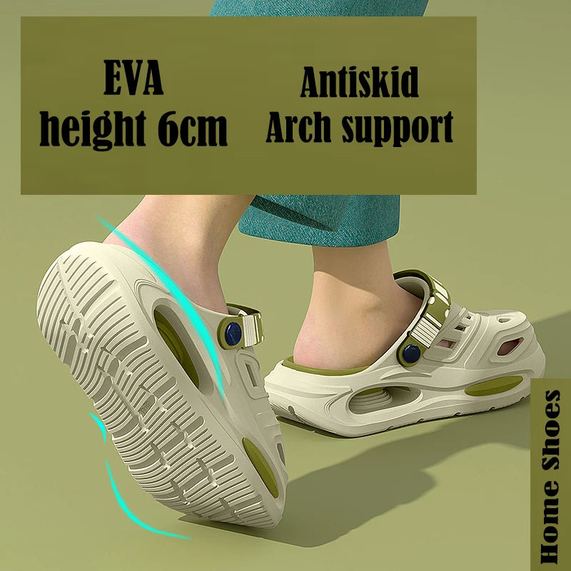 Smile Men's And Women's Cave Shoes With Removable Insoles Non-slip Cushioned Thickened Soft Slippers Fashion Breathable Sandals