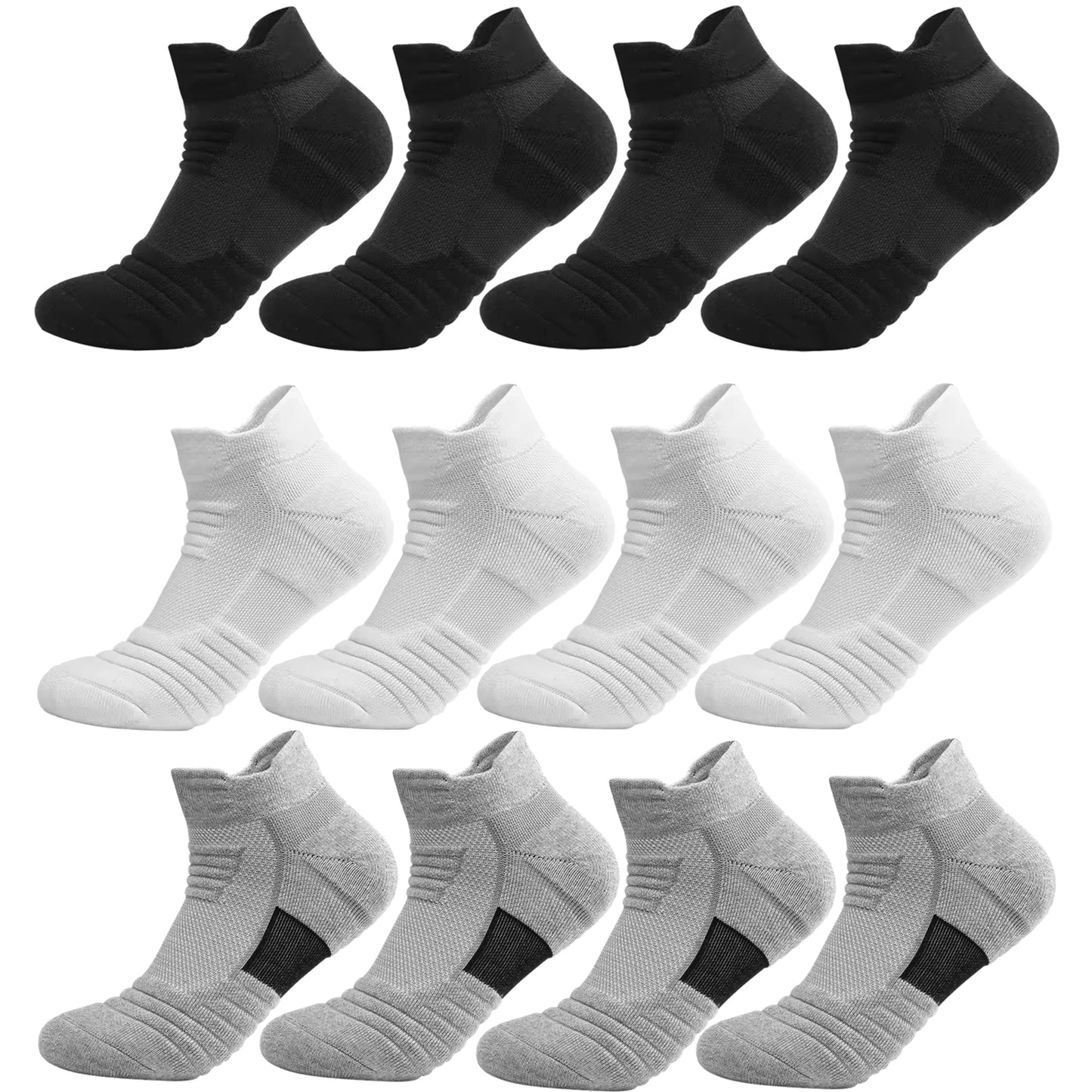 6/12Pairs Breathable Mesh Athletic Terry Socks Cushioned Moisture-managing and Durable Reduces Foot for Running Hiking & Sports