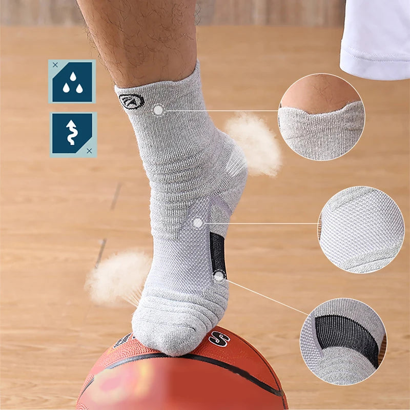 1/3pairs/Lot Men's Socks Compression Stockings Breathable Basketball Sports Cycling running Towel Socks High Elastic Tube Socks