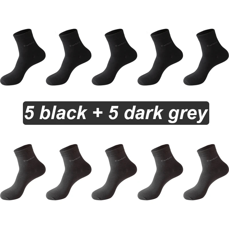10Pairs Bamboo Fiber Socks Men Casual Business Anti-Bacterial Comfortable Breatheable High Quality Sock Male Plus Size EU38-46
