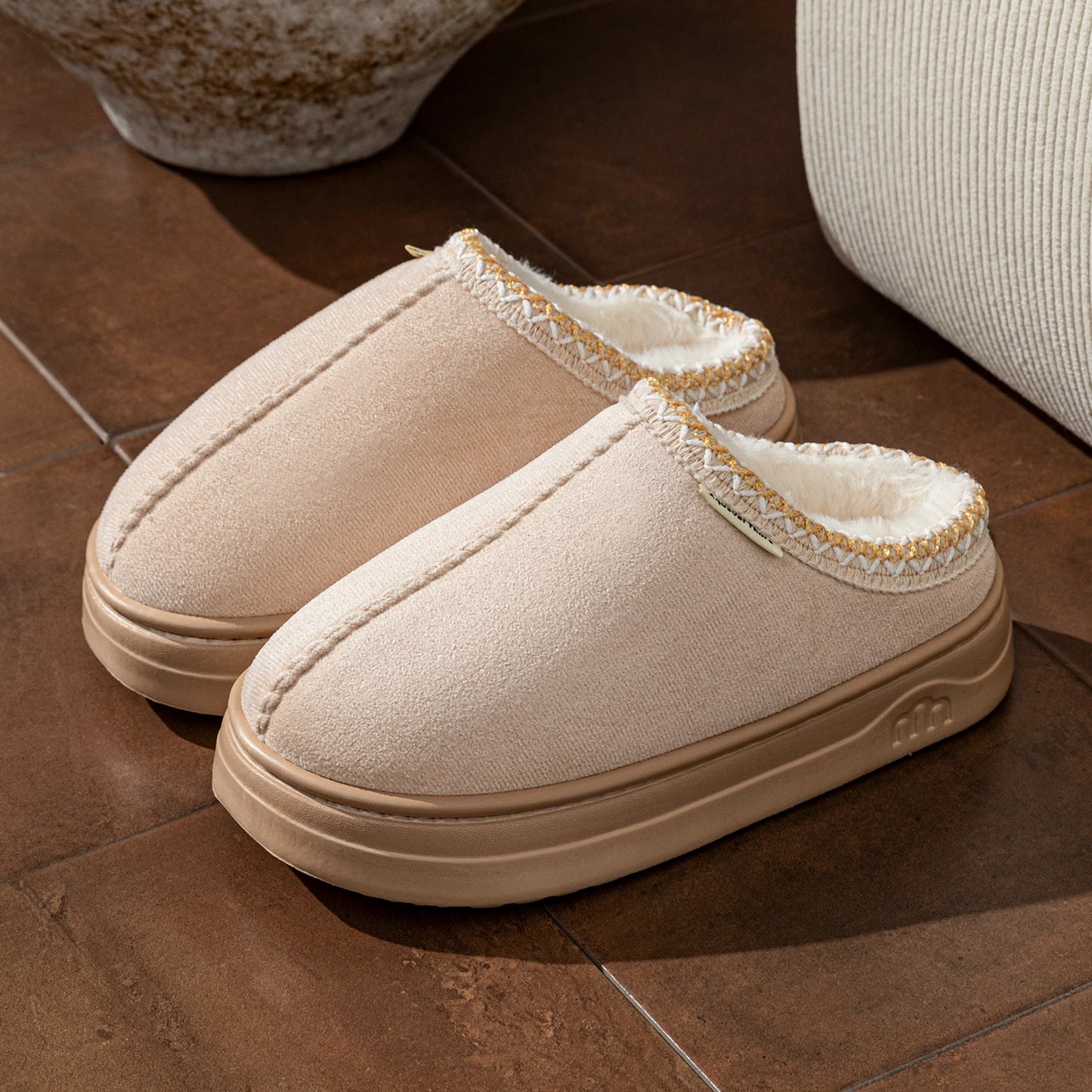 Warm Simple Casual Couples Men's Slippers Winter Boots Comfy Fashion Bedroom Soft Sole Women's Home Plush Shoes Indoor Non-slip