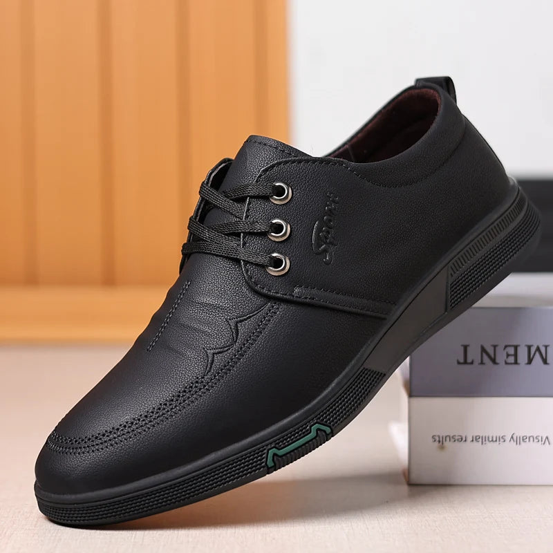 Men's Genuine Cow Leather Shoes Business Casual Shoes With Triple-Stitched Soles For Middle-Aged And Elderly Men 2025