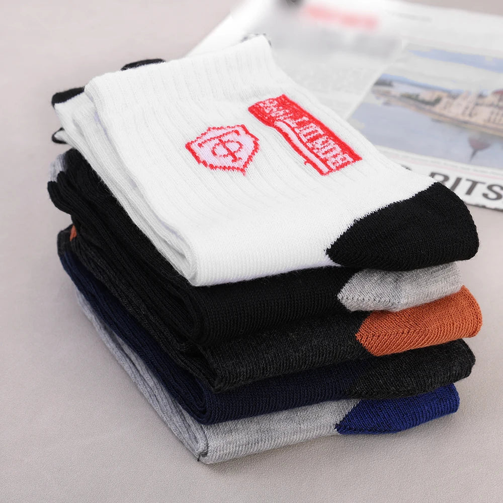 5 pairs of breathable cotton sports socks men's bamboo fiber spring, summer and autumn men's socks sweat deodorant business sock