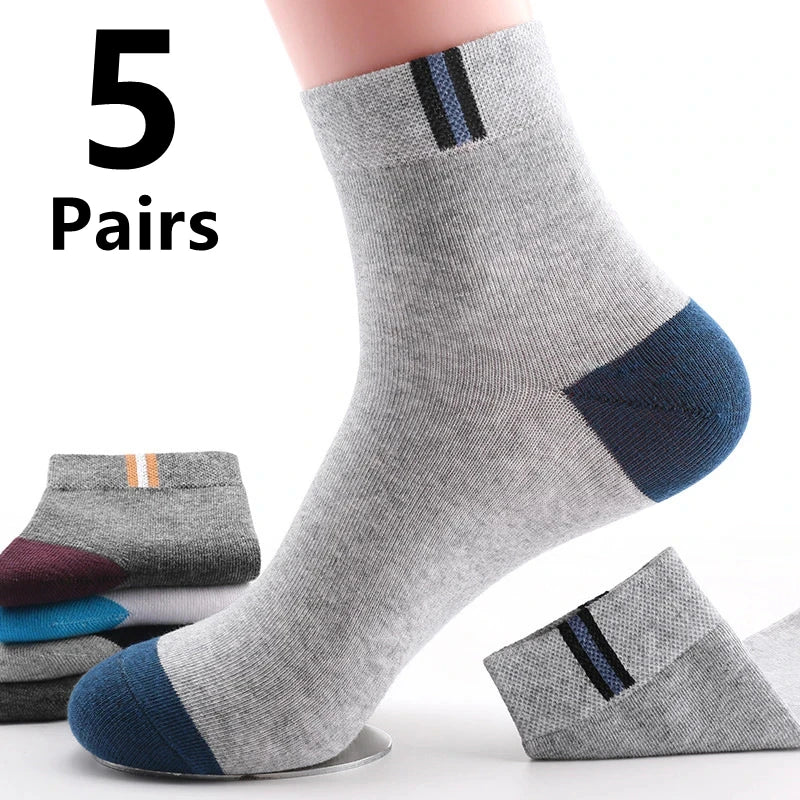 5 pairs of breathable cotton sports socks men's bamboo fiber spring, summer and autumn men's socks sweat deodorant business sock