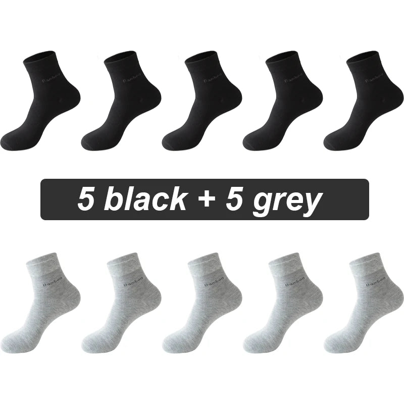 10Pairs Bamboo Fiber Socks Men Casual Business Anti-Bacterial Comfortable Breatheable High Quality Sock Male Plus Size EU38-46