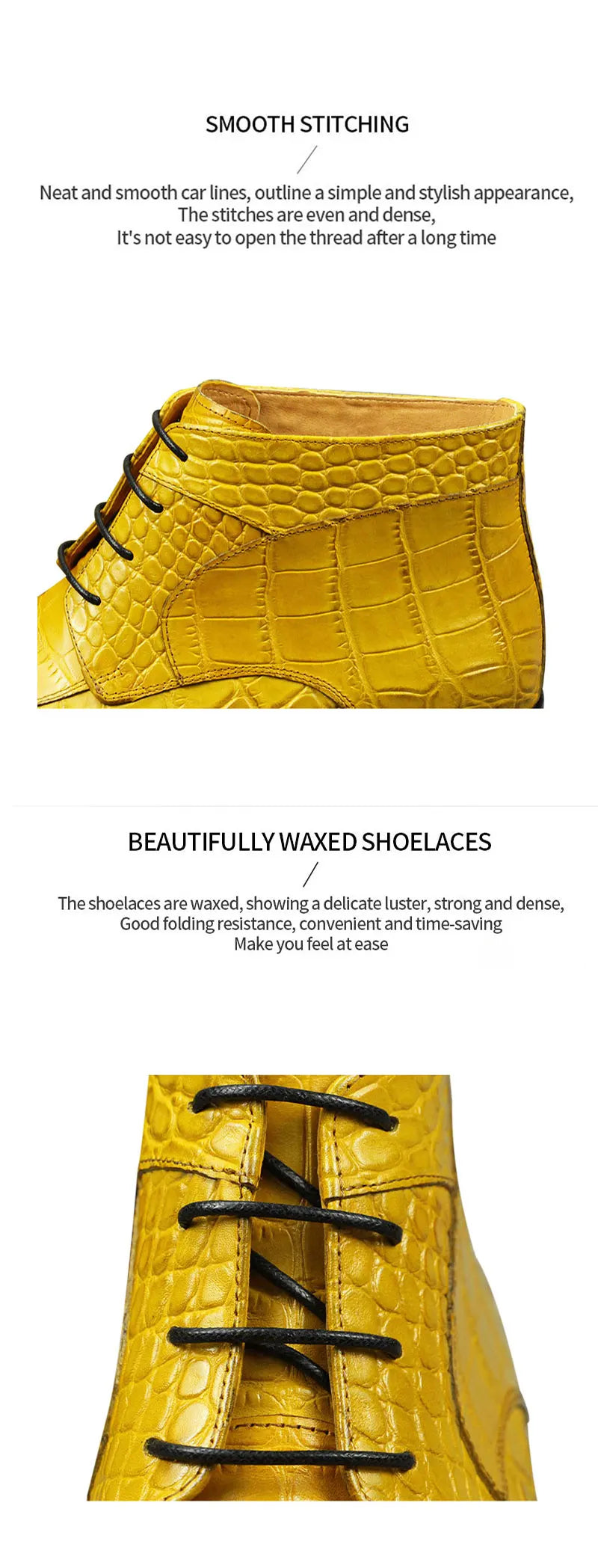 Genuine cow leather with crocodile skin printing lace up shoes Style Solid Boots Sneakers Men's Black yellow oversize Big Size48