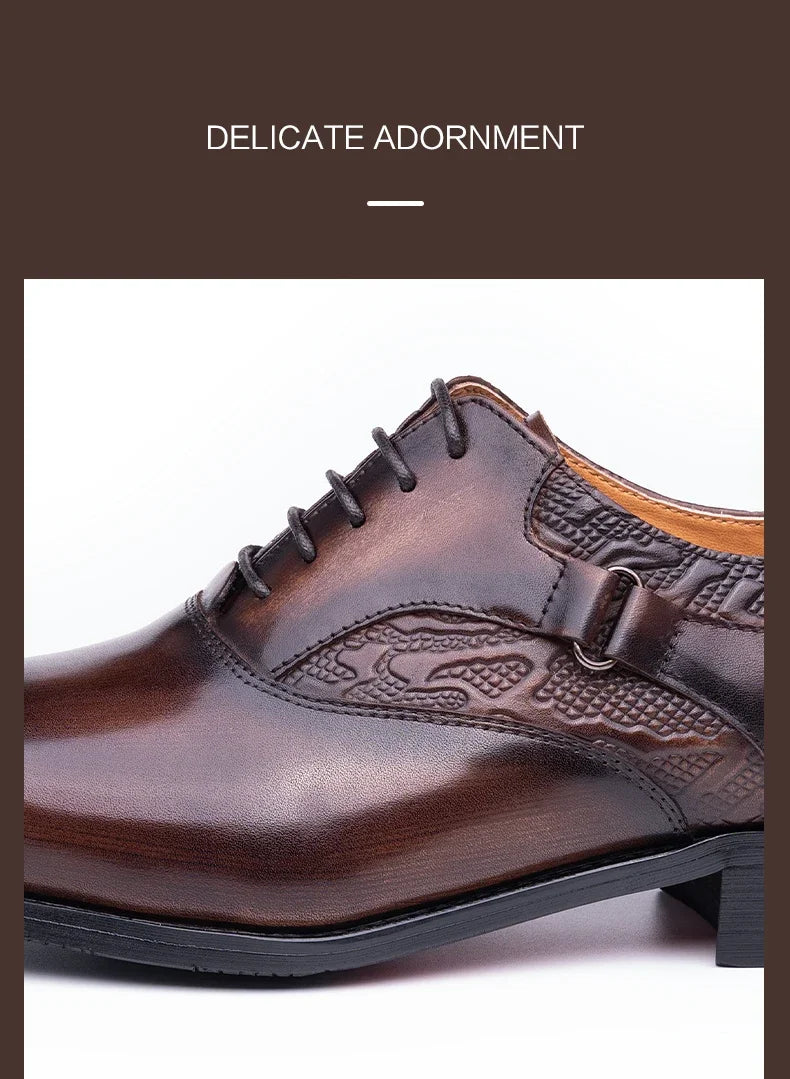 Men's Genuine Leather Oxford Shoes High Quality Italian Design for Business Lace Up Formal Office Casual Dress Weddings Pointed