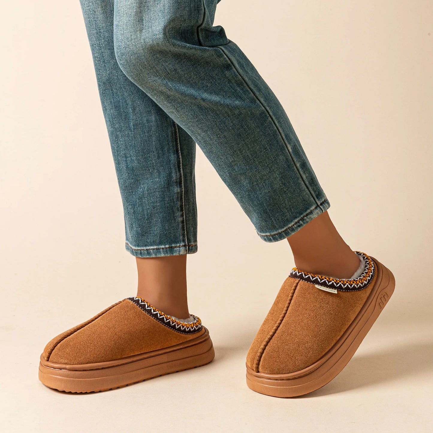 Warm Simple Casual Couples Men's Slippers Winter Boots Comfy Fashion Bedroom Soft Sole Women's Home Plush Shoes Indoor Non-slip