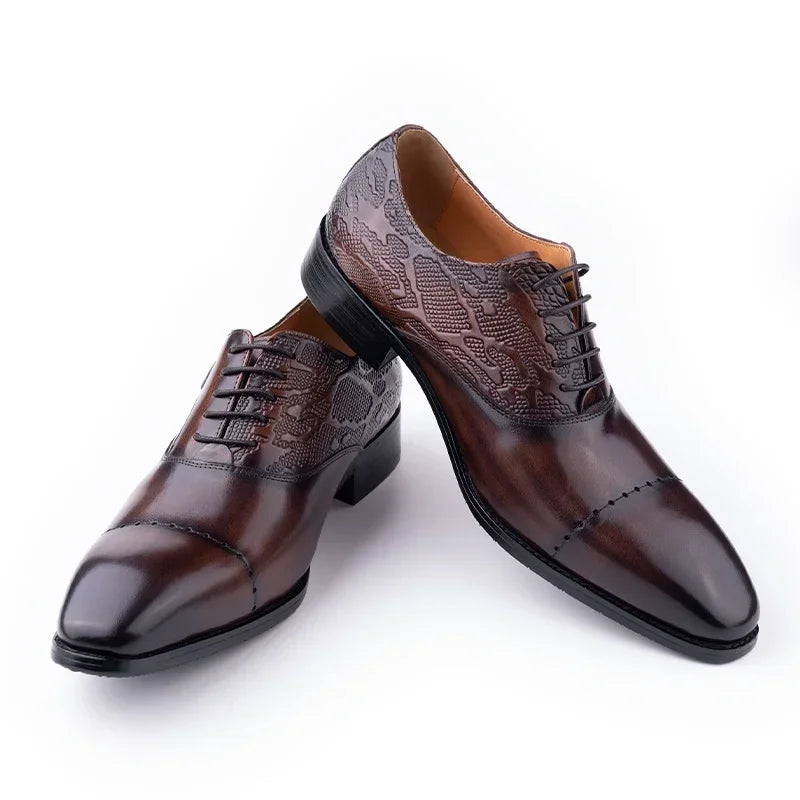 Men's Genuine Leather Oxford Shoes High Quality Italian Design for Business Lace Up Formal Office Casual Dress Weddings Pointed