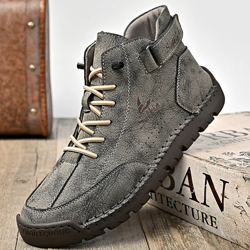 Handmade Leather Men's Boots Breathable Booties Casual Leather Shoes Man Outdoor Design Sneakers For Men Ankle Boots Boats