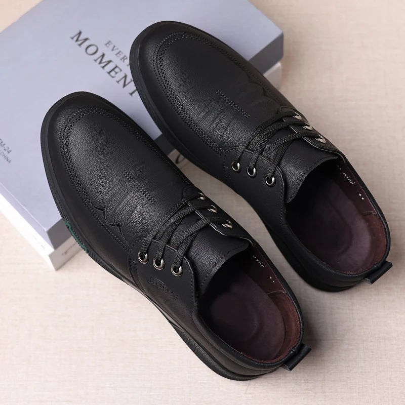 Men's Genuine Cow Leather Shoes Business Casual Shoes With Triple-Stitched Soles For Middle-Aged And Elderly Men 2025