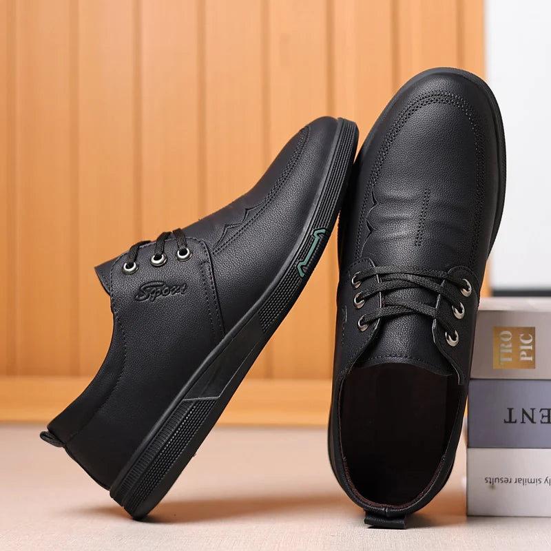 Men's Genuine Cow Leather Shoes Business Casual Shoes With Triple-Stitched Soles For Middle-Aged And Elderly Men 2025
