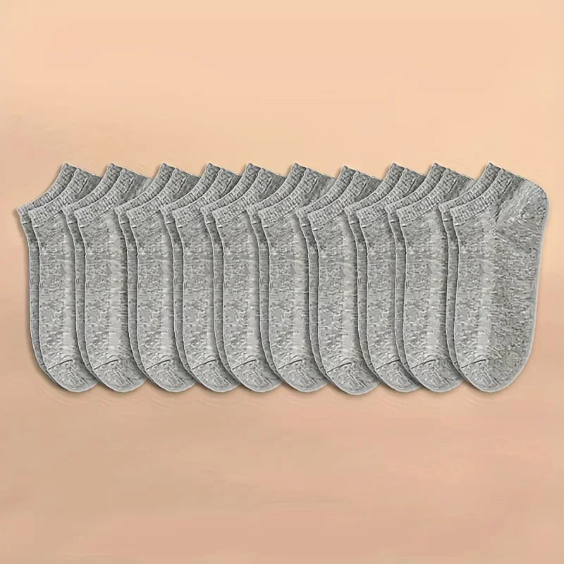 10 or 20 or 40 Pairs Unisex Solid Cotton Socks Men Women Low Cut Ankle Socks Bulk Black White Grey Socks Soft Lightweight