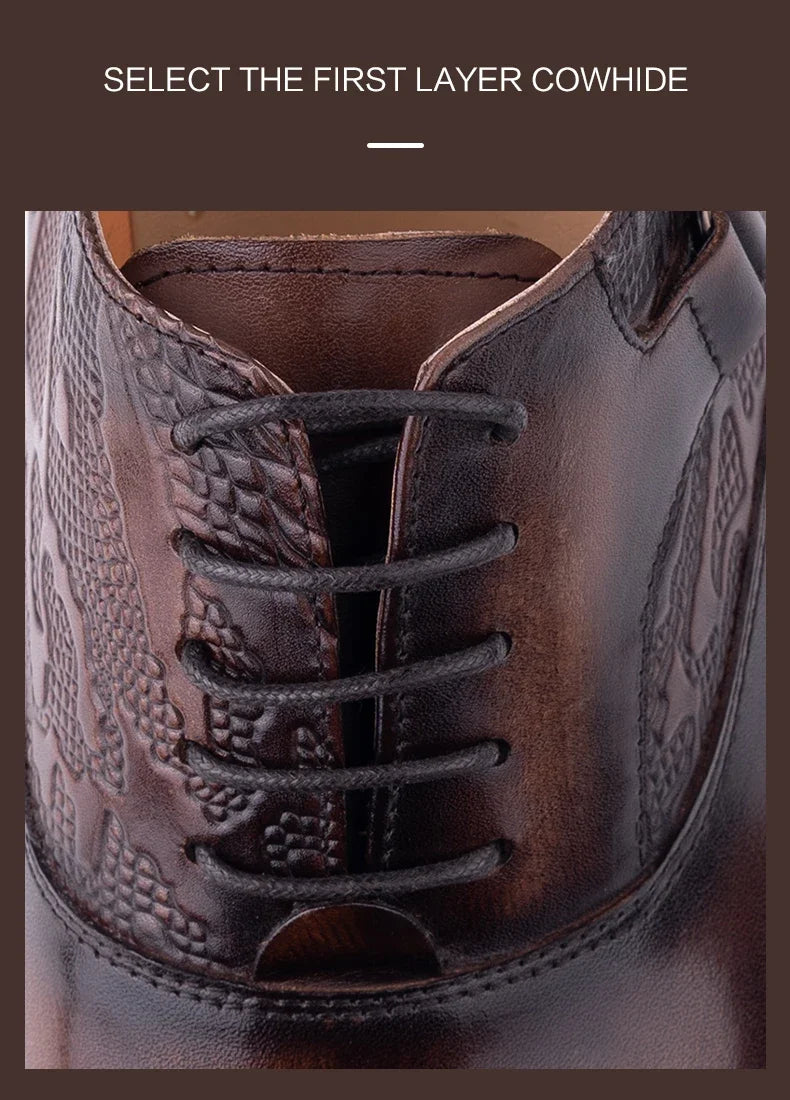 Men's Genuine Leather Oxford Shoes High Quality Italian Design for Business Lace Up Formal Office Casual Dress Weddings Pointed