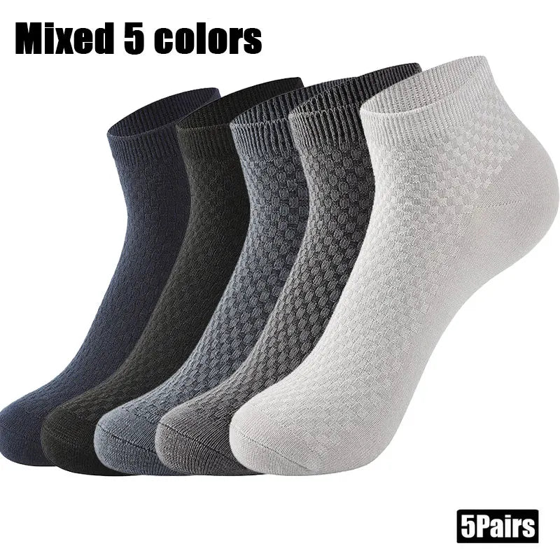 5 Pairs Men Bamboo Fiber Crew Socks Man High Quality Spring Autum Winter Business Breathable Male Dress Ankle Socks