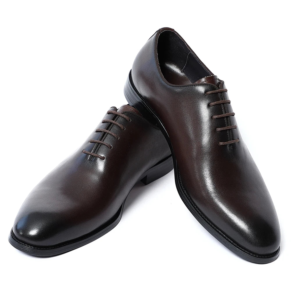 Classic Handmade Mens Dress Shoes Genuine Leather Whole Cut Round Toe Oxford Shoes Business Wedding Formal Suit Shoes Man