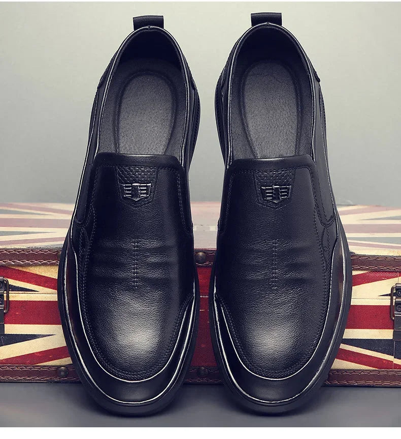 Casual Men's Leather Shoes Anti-slip Wear-resistant Business Style Spring New Arrival Comfortable Polyurethane Upper PVC Outsole