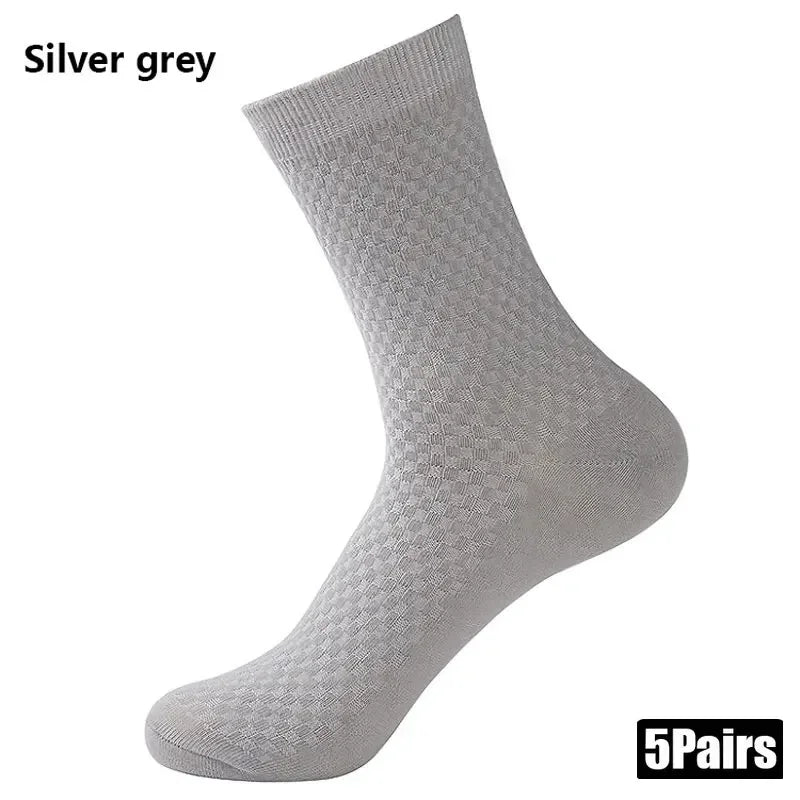 5 Pairs Men Bamboo Fiber Crew Socks Man High Quality Spring Autum Winter Business Breathable Male Dress Ankle Socks
