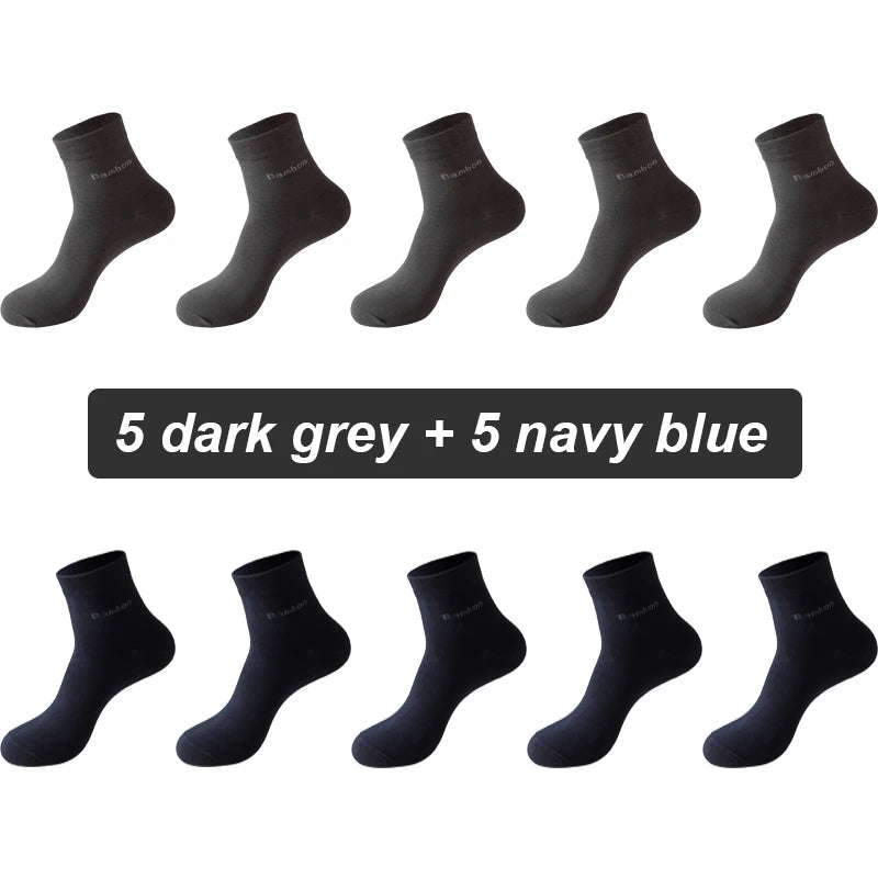 10Pairs Bamboo Fiber Socks Men Casual Business Anti-Bacterial Comfortable Breatheable High Quality Sock Male Plus Size EU38-46