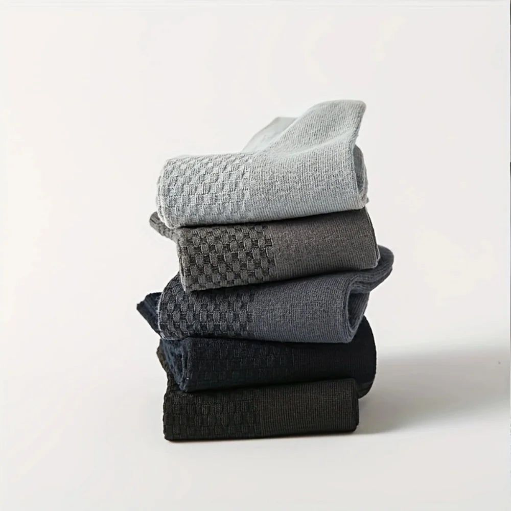 10 Pairs/Lot Men's Bamboo Fiber Socks Autumn Long Black Business Casual Man Dress Sock Gift Plus Size 42-45