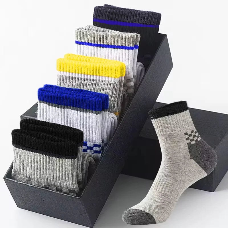 5 pairs of breathable cotton sports socks men's bamboo fiber spring, summer and autumn men's socks sweat deodorant business sock