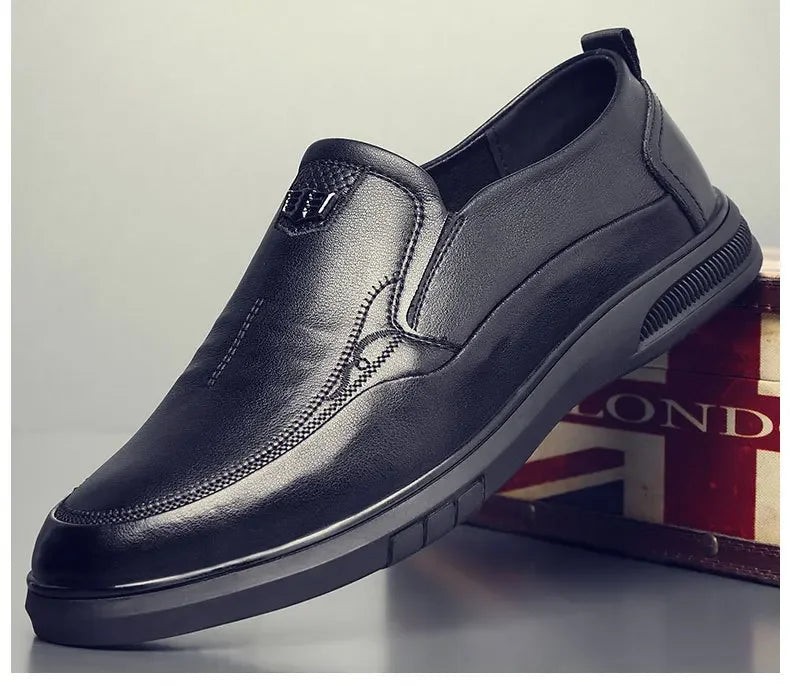 Casual Men's Leather Shoes Anti-slip Wear-resistant Business Style Spring New Arrival Comfortable Polyurethane Upper PVC Outsole