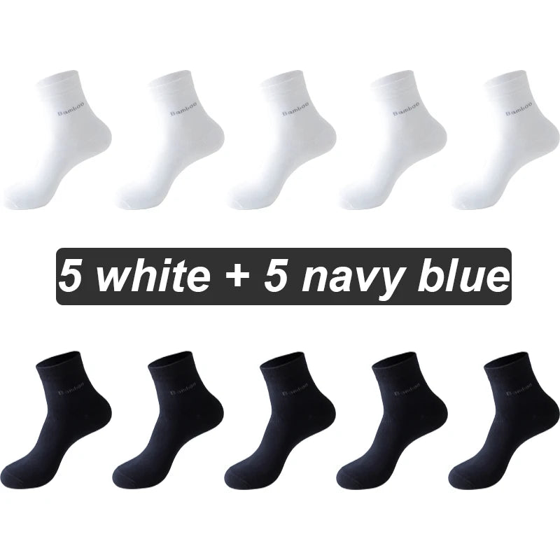 10Pairs Bamboo Fiber Socks Men Casual Business Anti-Bacterial Comfortable Breatheable High Quality Sock Male Plus Size EU38-46