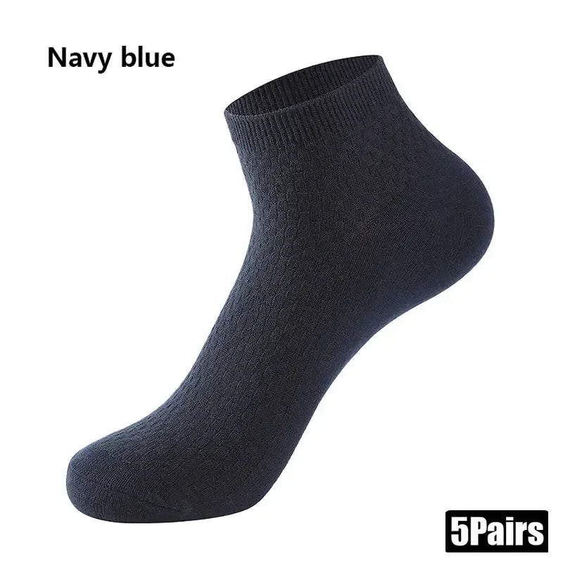 5 Pairs Men Bamboo Fiber Crew Socks Man High Quality Spring Autum Winter Business Breathable Male Dress Ankle Socks