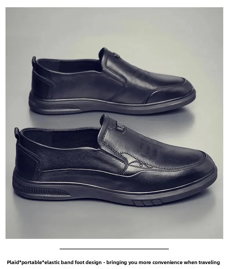 Casual Men's Leather Shoes Anti-slip Wear-resistant Business Style Spring New Arrival Comfortable Polyurethane Upper PVC Outsole