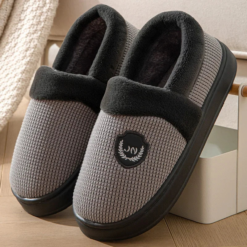 2023 New Winter Fleece-lined Cotton Slippers For Men Women Home Use Non-slip Thick Bottom Indoor Outdoor Wear Couples Warm