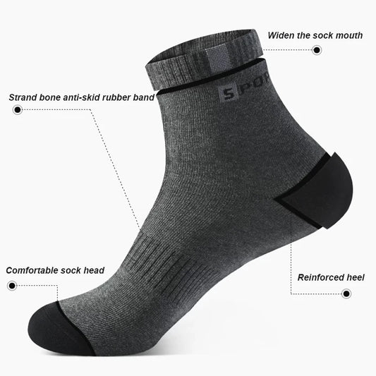 5 Pairs Cotton Sock for Men Sport Breathable Soft Letter Fashion Sneakers High Elastic Middle Tube Stocking Towel Sox Summer