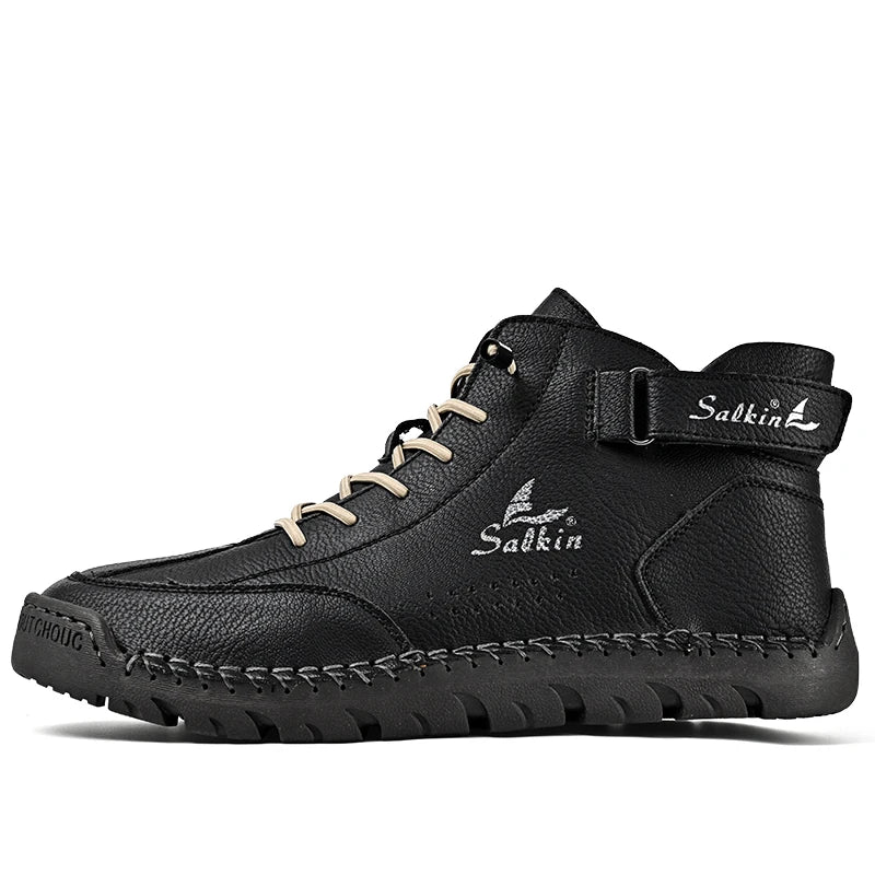 Handmade Leather Men's Boots Breathable Booties Casual Leather Shoes Man Outdoor Design Sneakers For Men Ankle Boots Boats