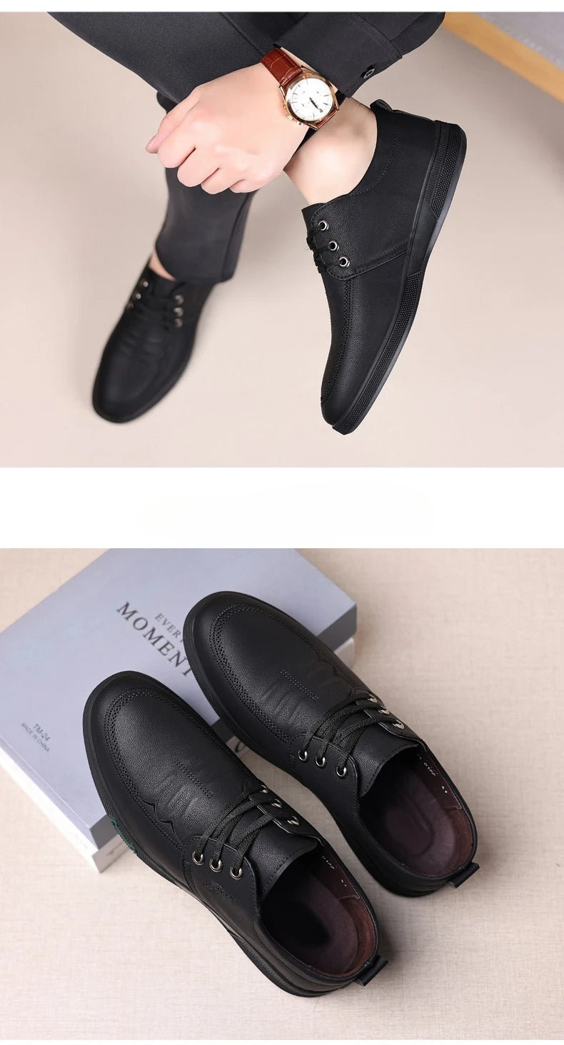 Men's Genuine Cow Leather Shoes Business Casual Shoes With Triple-Stitched Soles For Middle-Aged And Elderly Men 2025